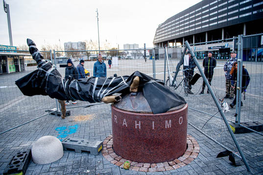 The statue of Zlatan Ibrahimovic has been vandalized,