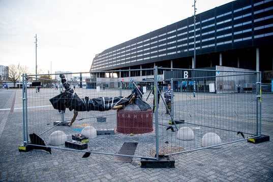 The statue of Zlatan Ibrahimovic has been vandalized,