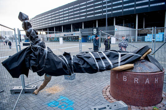 The statue of Zlatan Ibrahimovic has been vandalized,