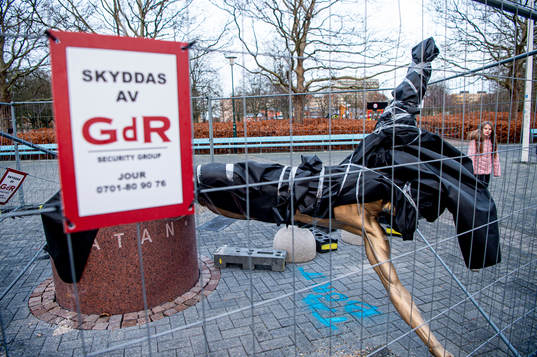 The statue of Zlatan Ibrahimovic has been vandalized,