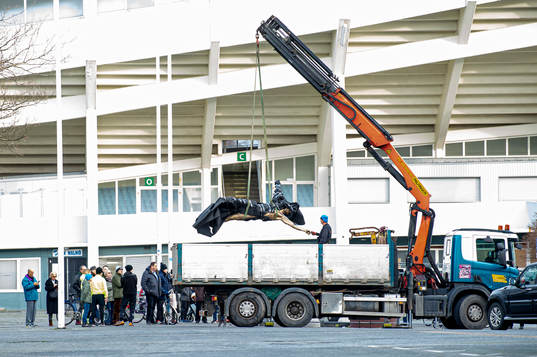 The statue of Zlatan Ibrahimovic has been vandalized,