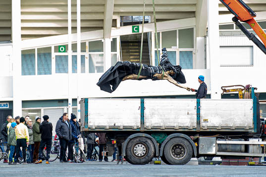 The statue of Zlatan Ibrahimovic has been vandalized,