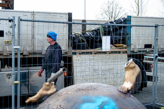 The statue of Zlatan Ibrahimovic has been vandalized,