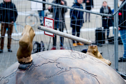 The statue of Zlatan Ibrahimovic has been vandalized,