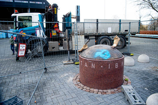The statue of Zlatan Ibrahimovic has been vandalized,