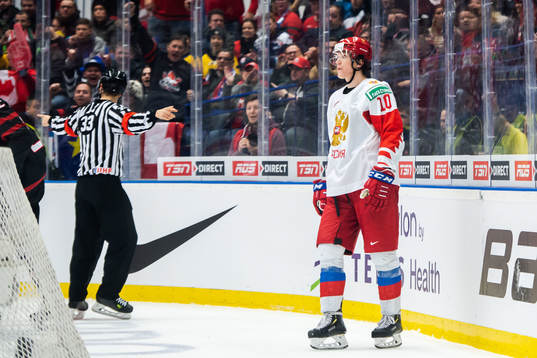 Dmitri Voronkov of Russia looks dejected
