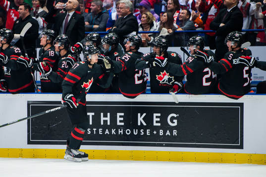Connor McMichael of Canada celebrates