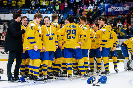 Mattias Norlinder and Nils Höglander of Sweden celebrate