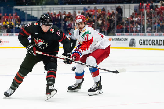 Jared McIsaac of Canada and Maxim Sorkin of Russia