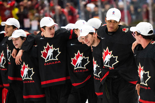 Connor McMichael of Canada celebrates