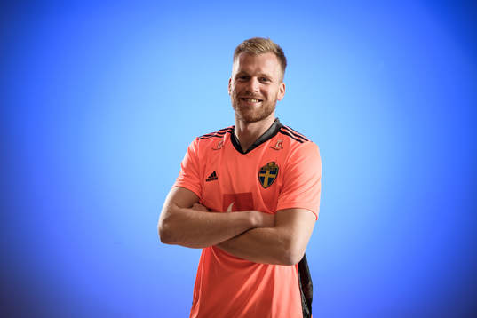 Sweden’s goalkeeper Peter Abrahamsson poses for a portrait