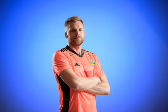 Sweden’s goalkeeper Peter Abrahamsson poses for a portrait