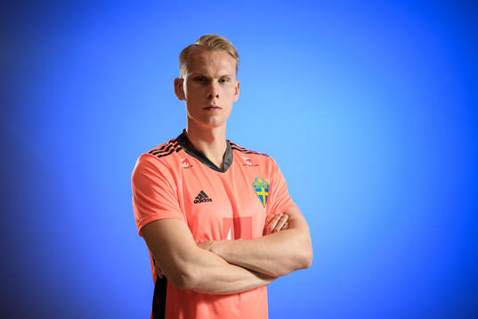 Sweden’s goalkeeper Pontus Dahlberg poses for a portrait