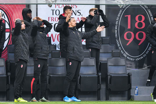 Zlatan Ibrahimovic of Milan reacts