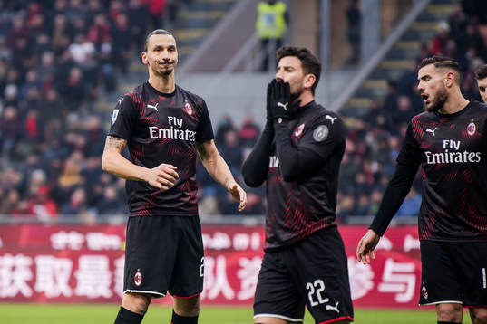 Zlatan Ibrahimovic and Mateo Musacchio of Milan look