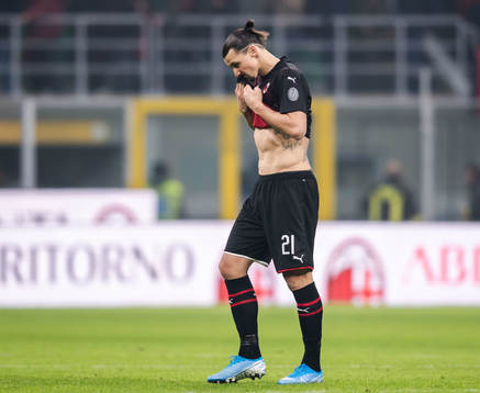 Zlatan Ibrahimovic of Milan looks dejected
