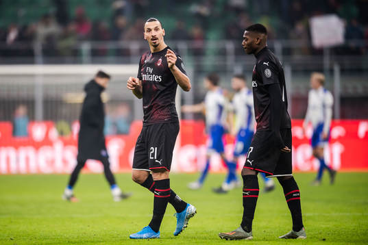 Zlatan Ibrahimovic and Rafael Leao of Milan
