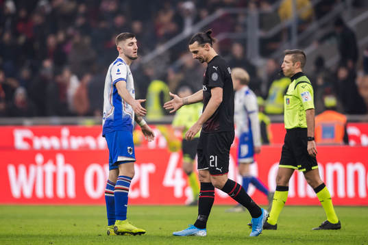 Zlatan Ibrahimovic of Milan looks dejected