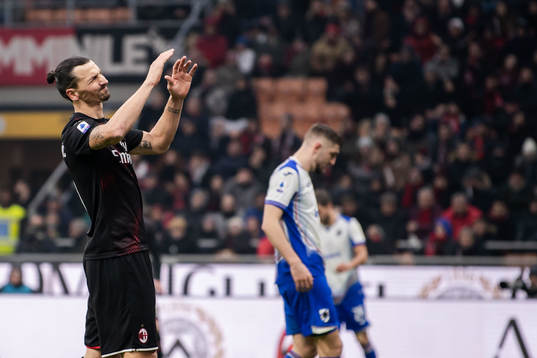 Zlatan Ibrahimovic of Milan looks dejected