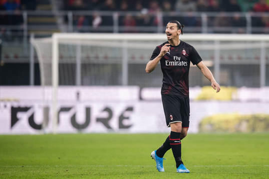 Zlatan Ibrahimovic of Milan reacts