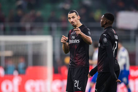 Zlatan Ibrahimovic and Rafael Leao of Milan