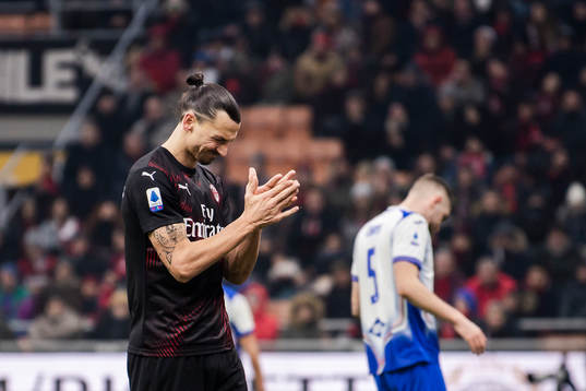 Zlatan Ibrahimovic of Milan looks dejected