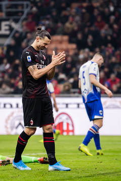 Zlatan Ibrahimovic of Milan looks dejected