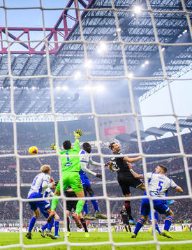 Zlatan Ibrahimovic of Milan and goalkeeper Emil Audero of