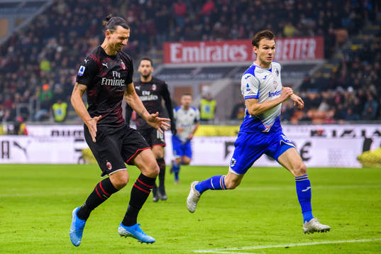 Zlatan Ibrahimovic of Milan looks dejected next too Albin