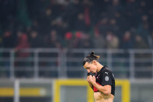 Zlatan Ibrahimovic of Milan looks dejected