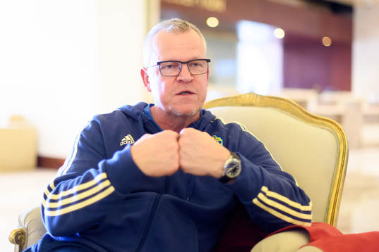 Head coach Janne Andersson is being interviewed