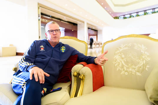 Head coach Janne Andersson is being interviewed