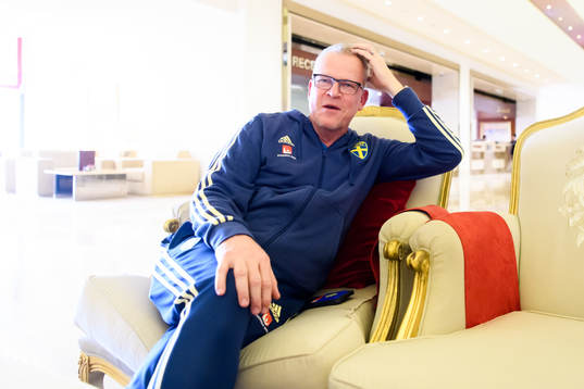 Head coach Janne Andersson is being interviewed