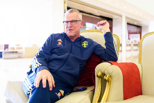 Head coach Janne Andersson is being interviewed
