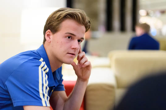 Augusti Erlingmark of Sweden is being interviewed