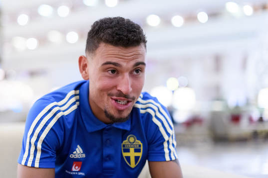 Jordan Larsson of Sweden is being interviewed