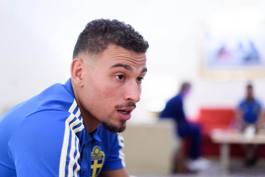 Jordan Larsson of Sweden is being interviewed