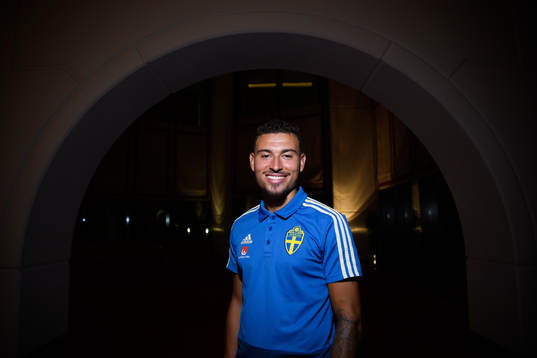 Jordan Larsson of Sweden poses for at portrait