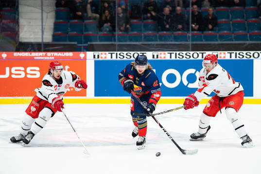 Kevin Klima and Oskars Cibulskis of Mountfield and Manuel