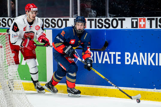 Jakub Vachal of Mountfield and William Eklund of Djurgården