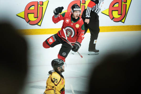 Viktor Ekbom of Frölunda celebrates