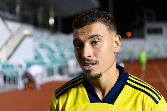 Jordan Larsson of Sweden is being interviewed