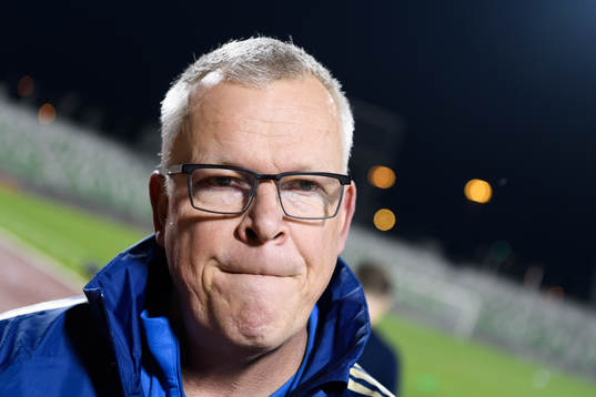 Janne Andersson, head coach of Sweden is being interviewed