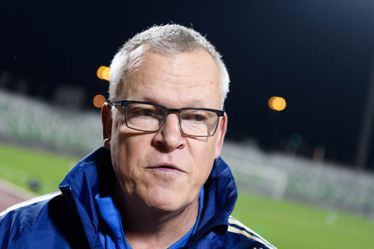 Janne Andersson, head coach of Sweden is being interviewed