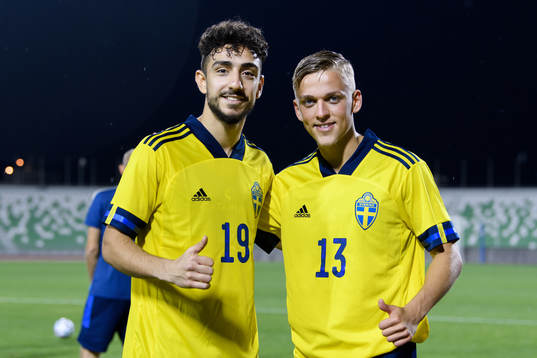 Daleho Irandust and Jesper Karlsson of Sweden poses for a