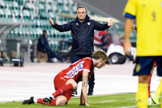 Engin Firat, head coach of Moldova, reacts