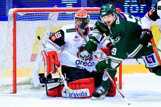 Malmö Redhawks målvakt Oscar Alsenfelt och Färjestads