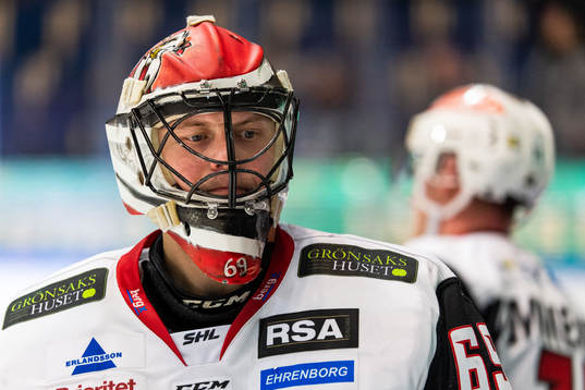 Malmö Redhawks målvakt Oscar Alsenfelt deppar