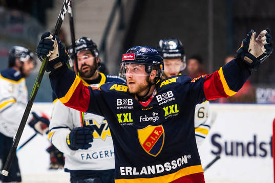 Djurgårdens Linus Hultström jublar