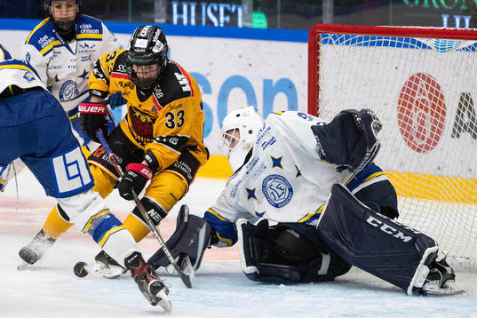 Luleås Michelle Karvinen och Leksands målvakt Jule